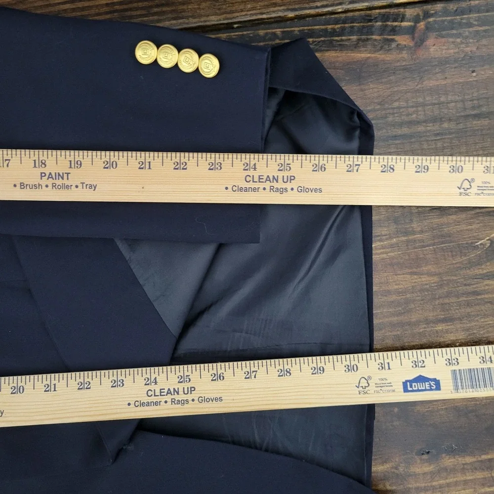 Chaps Men's Sport‎ Coat Blazer Two Golden Button Deep Navy Blue Twill Wool 42R